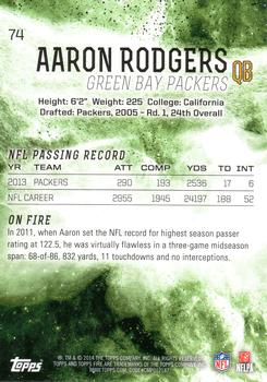 2014 Topps Fire - Flame Foil #74 Aaron Rodgers Back
