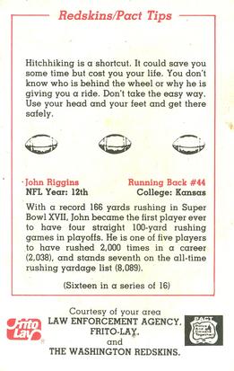 1983 Washington Redskins Police #16 John Riggins Back