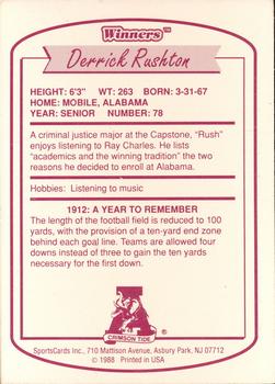 1988 Winners Alabama Crimson Tide #NNO Derrick Rushton Back