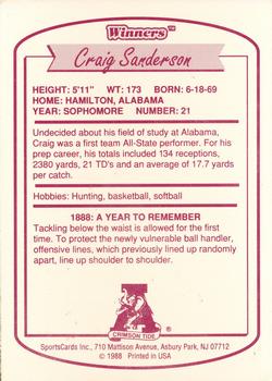 1988 Winners Alabama Crimson Tide #NNO Craig Sanderson Back