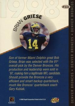 1998 Playoff Prestige Retail - 1998 Draft Picks Green #33 Brian Griese Back