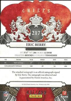 2010 Panini Crown Royale #217 Eric Berry Back