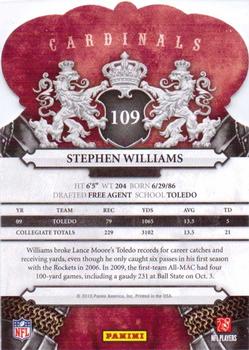 2010 Panini Crown Royale #109 Stephen Williams Back