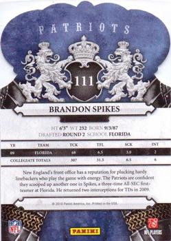 2010 Panini Crown Royale #111 Brandon Spikes Back