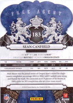 2010 Panini Crown Royale #183 Sean Canfield Back