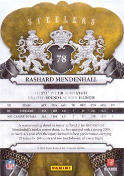 2010 Panini Crown Royale #78 Rashard Mendenhall Back