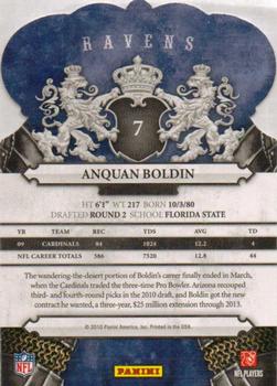 2010 Panini Crown Royale #7 Anquan Boldin Back