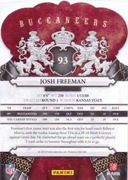 2010 Panini Crown Royale #93 Josh Freeman Back