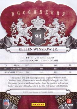 2010 Panini Crown Royale #94 Kellen Winslow, Jr. Back