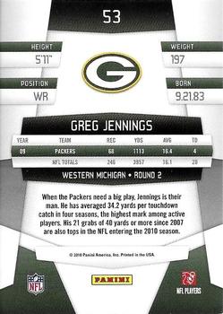 2010 Panini Certified #53 Greg Jennings  Back