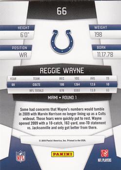 2010 Panini Certified #66 Reggie Wayne  Back