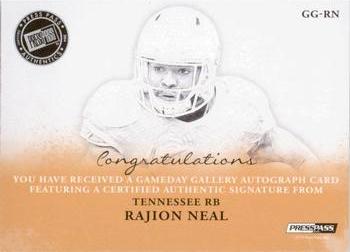 2014 Press Pass Gameday Gallery - Blue Red Ink #GG-RN Rajion Neal Back
