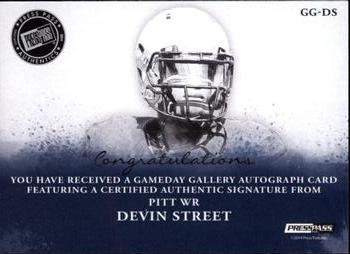 2014 Press Pass Gameday Gallery - Silver #GG-DS Devin Street Back