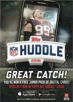 2015 Topps #NNO Topps NFL Huddle 2016 Code Card Front