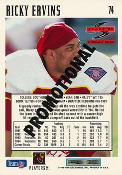 1995 Score - Promotional Backs #74 Ricky Ervins Back
