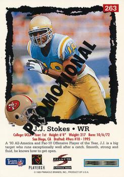 1995 Score - Promotional Backs #263 J.J. Stokes Back