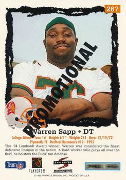 1995 Score - Promotional Backs #267 Warren Sapp Back