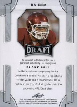 2015 Leaf Draft - Autographs #BA-BB2 Blake Bell Back
