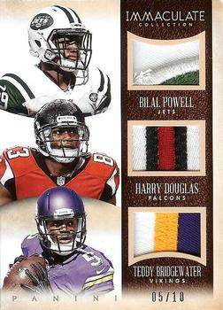 2014 Panini Immaculate Collection - Trios Jerseys Prime #3-LOU Bilal Powell / Harry Douglas / Teddy Bridgewater Front