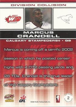 2003 Pacific  CFL - Division Collision #2 Marcus Crandell Back