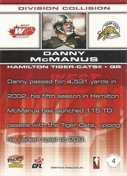 2003 Pacific  CFL - Division Collision #4 Danny McManus Back