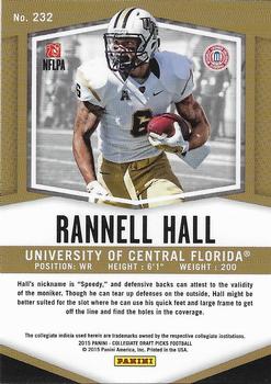 2015 Panini Prizm Collegiate Draft Picks #232 Rannell Hall Back