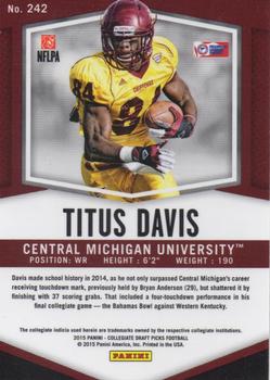 2015 Panini Prizm Collegiate Draft Picks #242 Titus Davis Back