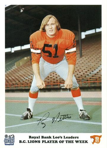 1972 Royal Bank B.C. Lions #12 Ray Nettles Front