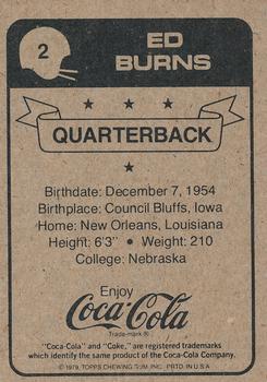 1979 Coca-Cola New Orleans Saints #2 Ed Burns Back