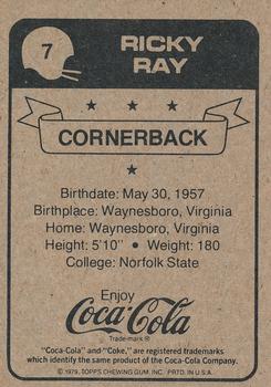 1979 Coca-Cola New Orleans Saints #7 Ricky Ray Back