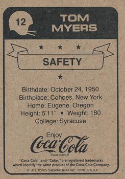 1979 Coca-Cola New Orleans Saints #12 Tom Myers Back