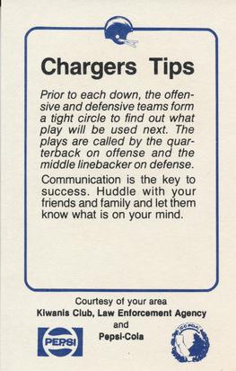 1982 San Diego Chargers Police #11 David Lewis Back