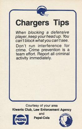 1982 San Diego Chargers Police #15 Russ Washington Back