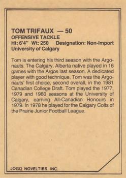 1983 JOGO CFL Limited #NNO Tom Trifaux Back