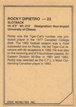 1983 JOGO CFL Limited #NNO Rocky DiPietro Back