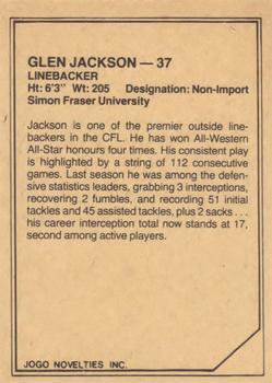 1983 JOGO CFL Limited #NNO Glen Jackson Back