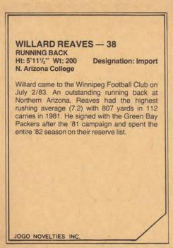 1983 JOGO CFL Limited #NNO Willard Reaves Back