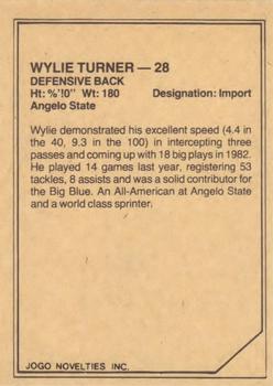 1983 JOGO CFL Limited #NNO Wylie Turner Back