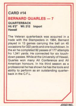 1985 JOGO #14 Bernard Quarles Back