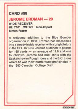 1985 JOGO #98 Jerome Erdman Back