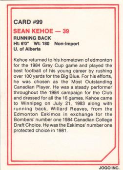 1985 JOGO #99 Sean Kehoe Back