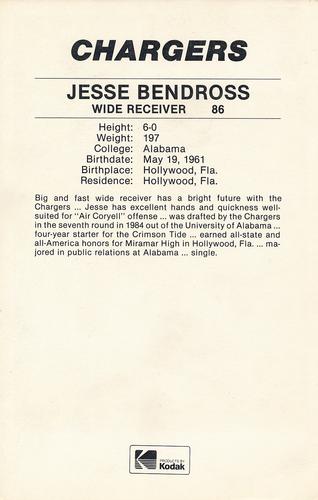 1985 Kodak San Diego Chargers #NNO Jesse Bendross Back