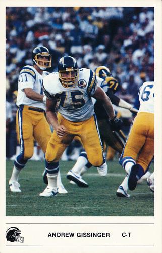 1985 Kodak San Diego Chargers #NNO Andrew Gissinger Front