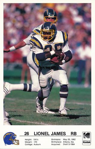 1986 Kodak San Diego Chargers #NNO Lionel James Front