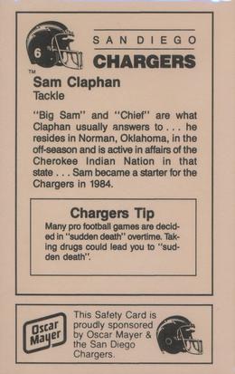 1987 San Diego Chargers Police #6 Sam Claphan Back