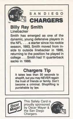 1987 San Diego Chargers Police #16 Billy Ray Smith Back