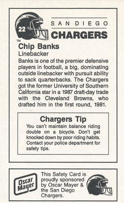 1987 San Diego Chargers Police #22 Chip Banks Back