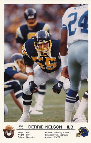 1987 San Diego Chargers Smokey #NNO Derrie Nelson Front