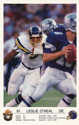 1987 San Diego Chargers Smokey #NNO Leslie O'Neal Front