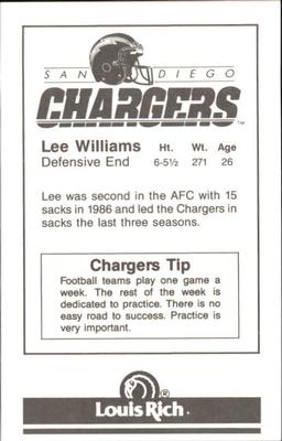 1988 San Diego Chargers Police #12 Lee Williams Back
